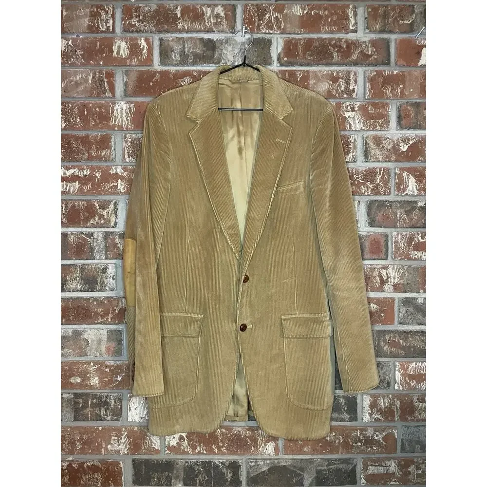 Vintage Beaconsfield Corduroy Blazer/Sportcoat Tan Size 46L Made in USA Classic